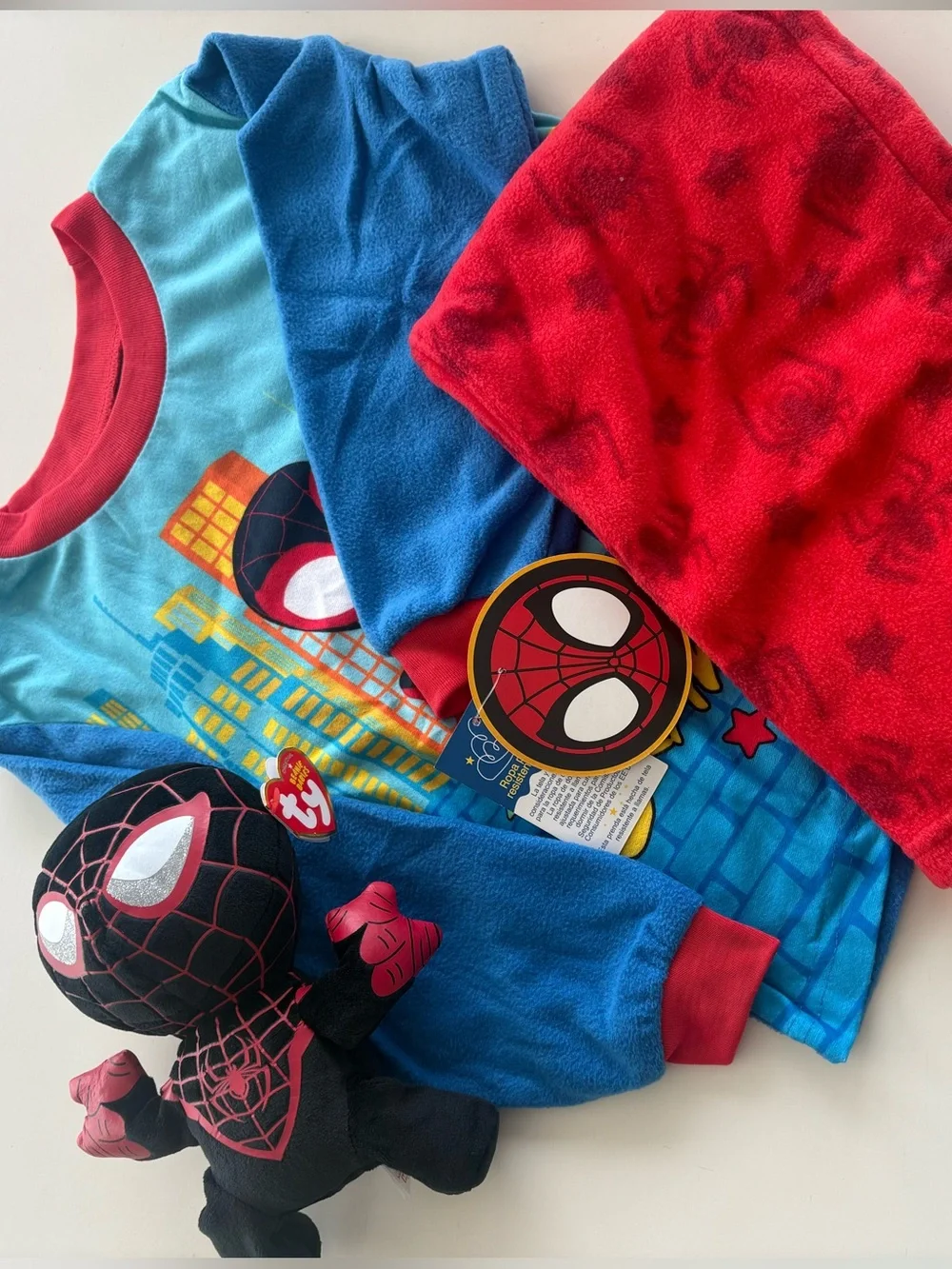 NWT Marvel Spidey & Friends PJ  Set & Ty Beanie Babies Miles Morales Size 4T